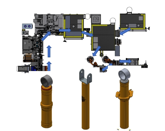 Automobile shock absorber (lifting ring, yoke, lower guard plate) intelligent welding production line